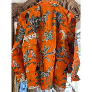 Conjunto de Pijama con Estampado Floral de Jungla, Talla Única, Transpirable, Cintura Elástica con Botones y Cordón Ajustable, para Familias y Damas de Honor, Color Naranja - Product Image 2
