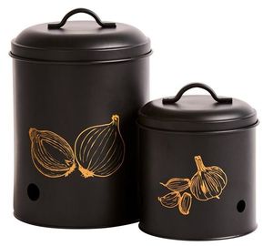 Boîte de récipient de pot de gingembre d'oignon en métal artisanal avec fini antique idéal pour une ambiance de cuisine vintage sophistiquée - Product Image 1