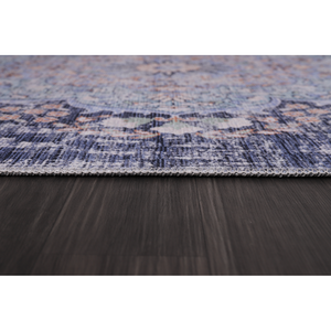 Netline Home Traditional Blue Abstract Medallion Washable Machine Made <b>Rug</b> Design 1487 - Product Image 3