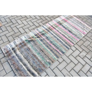 Alfombra Vintage de 2.9x6.8 pies, Alfombra Turca con Puntos Azules - Product Image 2