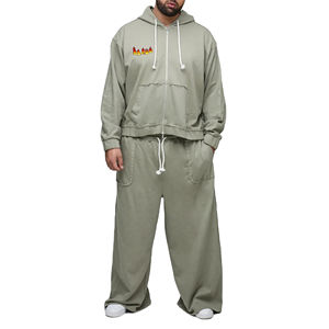 Sudadera con Capucha y Cremallera para Hombre, Estilo Holgado con Hombros Caídos, Personalizada con Diseño de Pedrería, 100% Algodón Grueso - Product Image 4