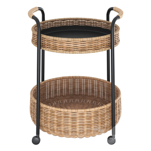 Chariot en bambou écologique pour aliments, thé, café ou fournitures de petit-déjeuner, chariot décoratif artisanal avec roues, fournitures pour la maison et le jardin - Product Image 1