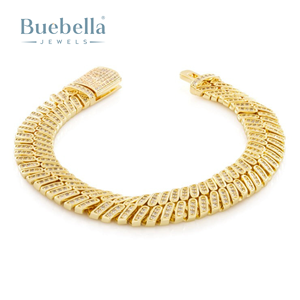 Bracelet Moissanite en argent 925 plaqué or 18 carats de 12mm style Hip Hop Bracelet élégant en diamant cubain pour hommes et femmes - Product Image 1