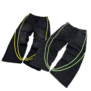 Pantalon de survêtement ample mi-long pour homme, 100 % coton Oxford, couleur délavée, style streetwear vintage, taille élastique - Product Image 4