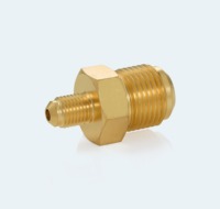 Unión reductora de abocardado SAE de 5/8 x 1/4 pulgadas, de latón forjado C360, con rosca de seguridad, conector recto UNF 7/8-14 7/16-20 para HVAC
