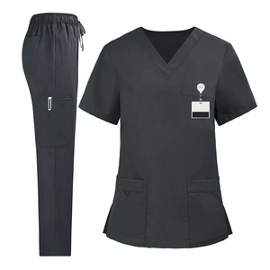 Uniforme médico de varios bolsillos con cuello en V para hombres y mujeres de etiqueta privada en varios colores - Product Image 1