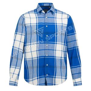 Tela de franela personalizada Material de la camisa 100% algodón manga larga cuello redondo botones cierre interior tejido cuello etiqueta y lazo colgante - Product Image 1