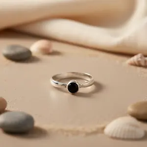 Anillo de Plata 925 Chapado en Oro de 14K con Ónice para Mujer, con Circonita, Joyería de Moda para Boda o Compromiso, Engaste de Bisel - Product Image 3