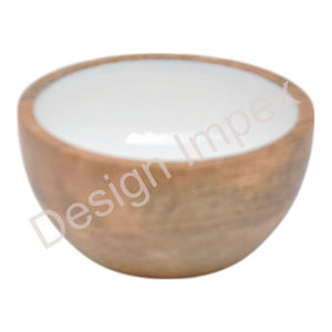 Tazón de Esmalte Blanco, Estilo Contemporáneo, para Ensaladas y Frutas, Artesanal, de Madera de Mango, Personalizable, para Servir Alimentos, Precio Económico - Product Image 5
