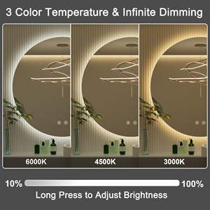 Luminaire LED mural rectangulaire moderne pour salle de bain, 6000K CRI 90+, dimmable, tactile, anti-buée, alimenté par prise, idéal pour hôtels - Product Image 2