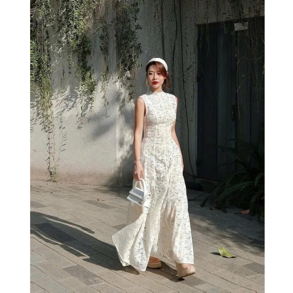 knee length dresses for ladies Berylove Women Long Sleeve Ivory Engagement Dress with Lace Bateau Neck A-Line Bridal Dress with Slit, Ivory / US18W main image 1