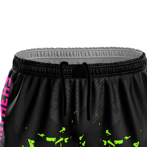 Neon <b>Green</b> and Black Splash Print <b>Shorts</b> for <b>Men</b> Trendy Sportswear with Elastic Waist and Drawstring for Gym and Street Style - Product Image 2