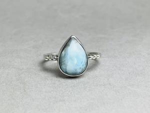 Vente en gros Larimar Bague en argent larme pierre naturelle Larimar Bague en argent faite à la main minimaliste solide 925 Bague en argent sterling - Product Image 3