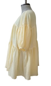 Vestido de verano ligero y fluido amarillo para damas Vestido corto colorido de talla grande para mujer - Product Image 2