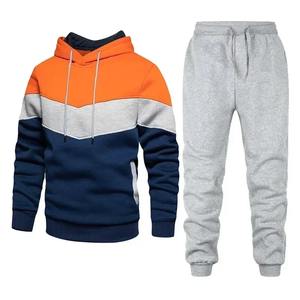 Nouveaux hommes mode décontracté rue sport course ensemble printemps et automne couleur bloqué à capuche sport pantalon deux pièces ensemble - Product Image 4