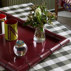 Bandeja de laca de caña rectangular de diseño de lujo, bandejas rectangulares de color rubí hechas por Artex - Product Image 6