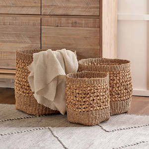 Water Hyacinth Woven <b>Basket</b> Set Handmade Open <b>Weave</b> Natural Storage <b>Baskets</b> Nesting Hyacinth Organizer Decorative Home Decor - Product Image 6