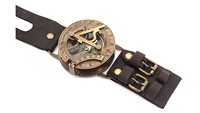 Montre Steampunk à bracelet en cuir avec cadran solaire en laiton véritable