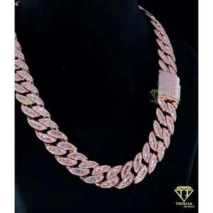 Cadena de eslabones cubana cultivada en laboratorio de 18mm, collar helado con Baguette y corte redondo VVS, probador de diamantes de pases cultivados en laboratorio - Product Image 4