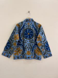 Chaqueta de Algodón Bordada a Mano con Diseño Floral Suzani para Mujer, Chaqueta Corta Informal - Product Image 6