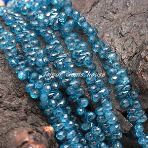 Best Seller <b>London</b> Blue Topaz Faceted Drop Shape Bead White Topaz Coated Teardrop Briolette Blue Topaz Gemstone Beads ForJewelry - Product Image 2