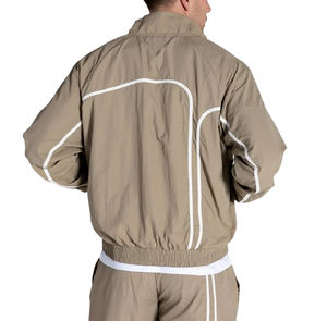 Ensemble coupe-vent veste jogging personnalisé pour hommes Survêtement extérieur deux pièces avec fermeture éclair Survêtement coupe-vent patchwork en polyester et nylon - Product Image 4