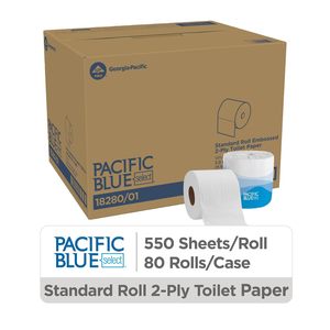 Pacific <b>Blue</b> Select Premium 2-Ply Embossed Standard Toilet Tissue, 550 Sheets/<b>Roll</b>, 80 <b>Rolls</b>/Case (18280/01) - Product Image 5