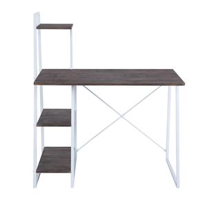 Escritorio para computadora Well Home de 102x50x75 cm en blanco y marrón nogal con estantería integrada - Product Image 6