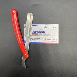 Navaja de Afeitar Turca Profesional para Barbería, Acero Inoxidable de Alta Calidad, Logotipo Personalizado, Mango de Plástico Rojo, Tipo Manual, Sostenible - Product Image 1