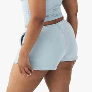 Shorts de bain en molleton 100% coton pour femmes, coupe classique, logo imprimé par transfert thermique personnalisé, respirant, séchage rapide - Product Image 6