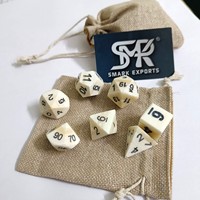 Ensemble de dés polyédriques en os de buffle, sculptés à la main, artisanat naturel, dés de jeu de rôle pour DND, aventures de table de jeu fantastiques