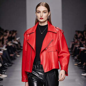 Nouveau modèle 2026 – Blouson en cuir unisexe coupe-vent et écologique, col montant, logo frontal, style vintage - Product Image 5