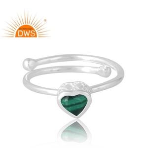 Vente chaude 925 Sterling Silver Natural Malachite Gemstone Ring Fabricant de bijoux personnalisés - Product Image 3