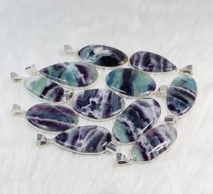 Colgante de fluorita arcoíris Chapado en plata de la mejor calidad, cabujones de piedras preciosas para mujer, joyería para ocasiones de regalo - Product Image 2