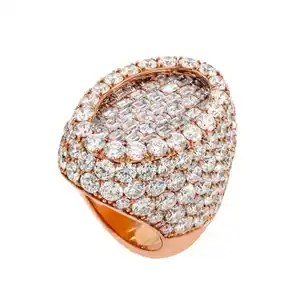 14k गुलाब गोल्ड बनाम मोइससानाइट कट डायमंड रिंग 20 सेमी रिंग/अंडाकार आकार हीरे की अंगूठी