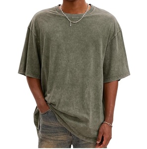 Top Premium qualité 100% coton goutte épaule grande taille lavé à l'acide surdimensionné T-Shirt Stone Wash respirant en gros BAS quantité minimale de commande - Product Image 1
