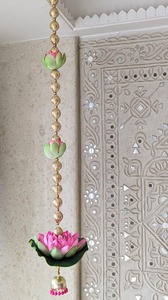 Foam Lotus Beads Hanging Ganesh Puja Indian Wedding Decor Garland Holi Diwali Floral Toran String Housewarming Stage Backdrop - Product Image 2
