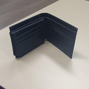 <b>Men's</b> Genuine Leather Slim <b>Wallet</b> With Striped Lining Fold Closure Card Holder Short Length Minimalist Design - Product Image 6