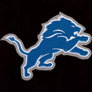 Veste de baseball universitaire personnalisée pour homme, style Letterman, noire, avec imprimé graphique triangulaire des Detroit Lions, en satin, entièrement boutonnée - Product Image 5