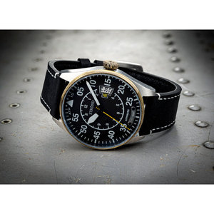 Reloj Deportivo Mecánico Automático para Hombre STOND DC-4, Negro, Resistente al Agua 10 Bar, Esfera de Cristal de Zafiro, Correa de Cuero Vintage Curtido al Aceite - Product Image 4