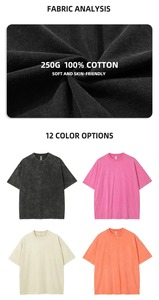 Camisetas gráficas personalizadas camisetas impresas cortadas y cosidas Vintage 300 Gsm lavado ácido camiseta para hombres de gran tamaño de peso pesado camisetas para hombres - Product Image 6