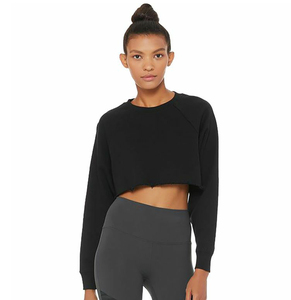 Moda transpirable 2025 nuevo diseñador algodón Crop Top sudaderas niñas manga larga logotipo personalizado cuello redondo sudadera - Product Image 4