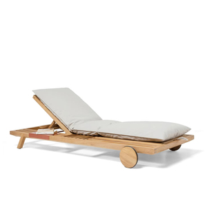 Laura Outdoor Solid Teak Wood Sun Longer with Soft <b>Cushions</b> and Natural Finish for Outdoor Use - Product Image 1