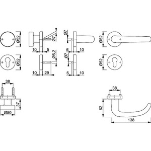 Juego de Protección Contra Incendios HOPPE San Francisco FS-E58/42H/42HS/1301 de Acero Inoxidable F69 D/K para Chimeneas con Puertas de 40-65 mm de Espesor - Product Image 3