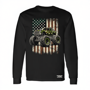 Maglietta a maniche lunghe Monster Trucks con bandiera USA per il 4 luglio, maglietta promozionale per il 4 luglio - Product Image 2