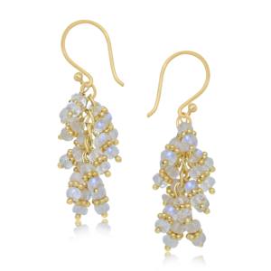 Gota de racimo de piedra lunar de Plata de Ley 925 para mujer, joyería de piedra natal llena de oro amarillo para fiestas, regalos para celebrarla - Product Image 1