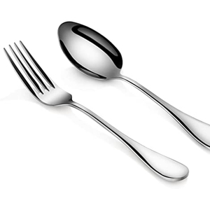 Juego de cubiertos de nuevo diseño, nuevos cubiertos de Metal, cuchara y tenedor, mango de diseño de corte láser redondo, juego moderno para servidor de ensalada - Product Image 3