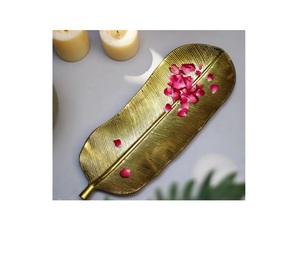 ถาดเสิร์ฟอาหารทำจากทองแดงงานแฮนด์เมดถาดเสิร์ฟอาหารอินเดียดีไซน์รูปใบไม้ทำจากทองแดงทำมือสำหรับร้านอาหาร - Product Image 1