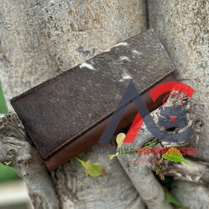 Nouveaux vrais cheveux faits à la main sur cacher portefeuilles pour femmes portefeuille mince à deux volets en cuir Snap fourrure pochette sac à main vraie vache cacher fourrure sac à main portefeuille - Product Image 1