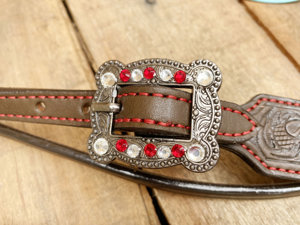Western Genuine Leather Silver Studded Conchos Headstall Breast Collar 100% Top Quality Tack Set - Product Image 4